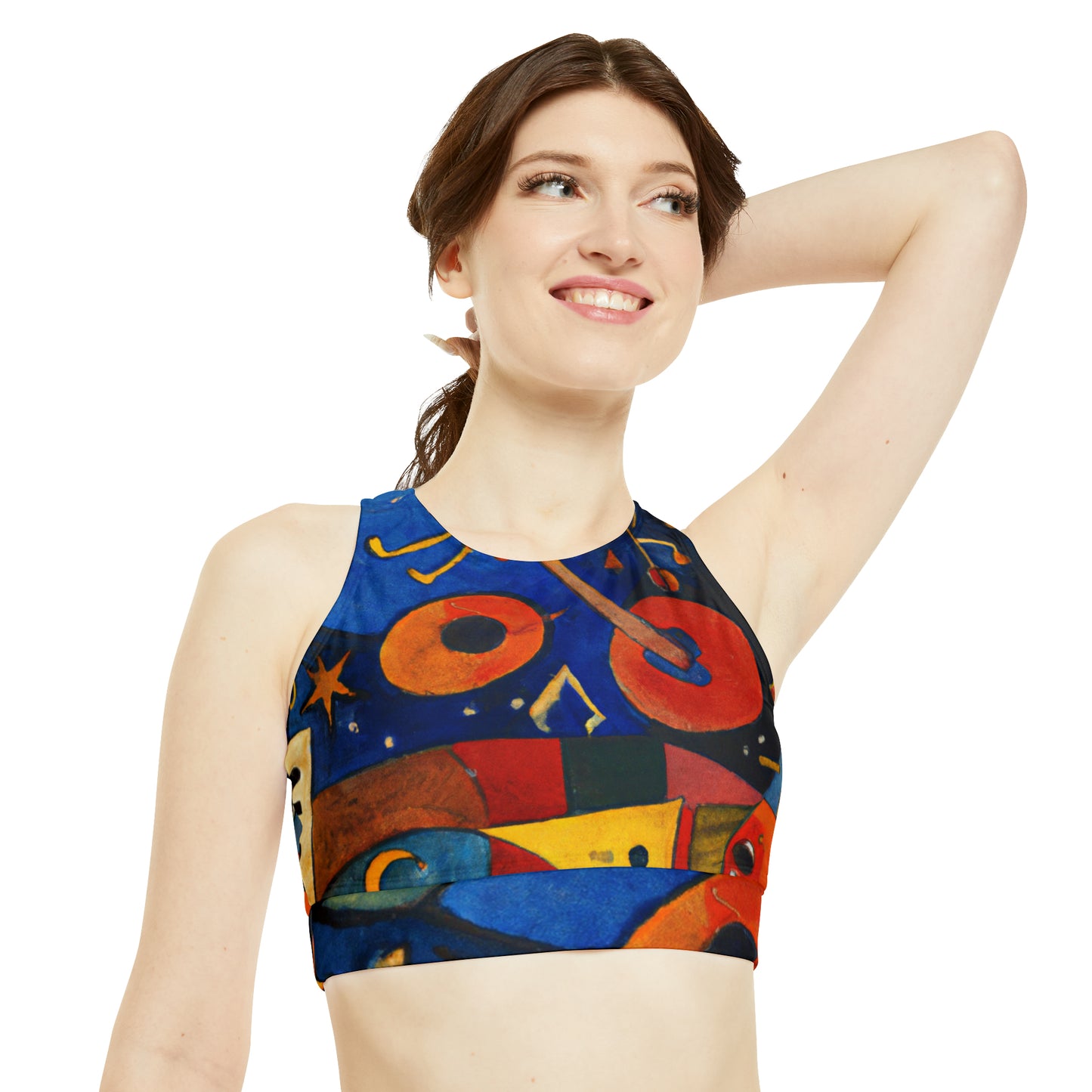 Melodic Abstractions: A Kandinskian Orchestra - High Neck Crop Top