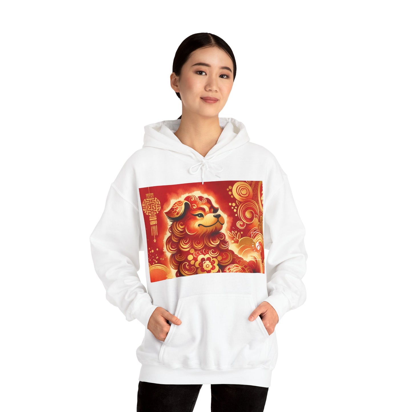 "Golden Canine Emissary on Crimson Tide: A Chinese New Year Odyssey" - Hoodie