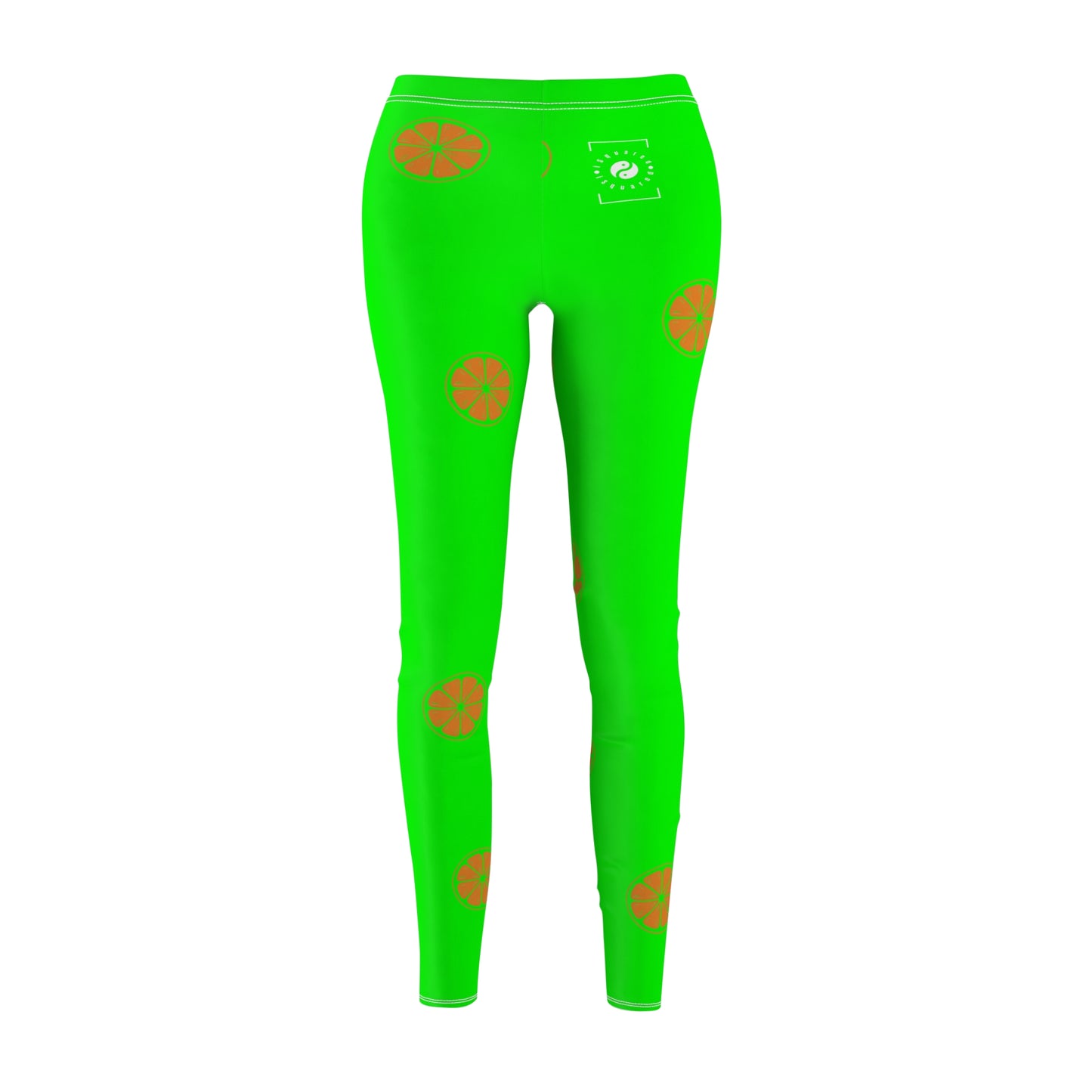 #05FD00 Lime Green + Mandarin - Casual Leggings