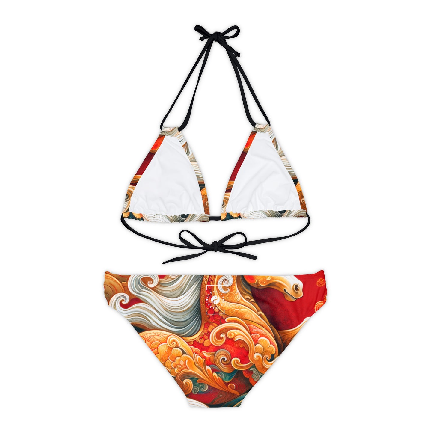 "Gold Gallop on Vermilion Vista: A Lunar New Year’s Ode" - Lace-up Bikini Set