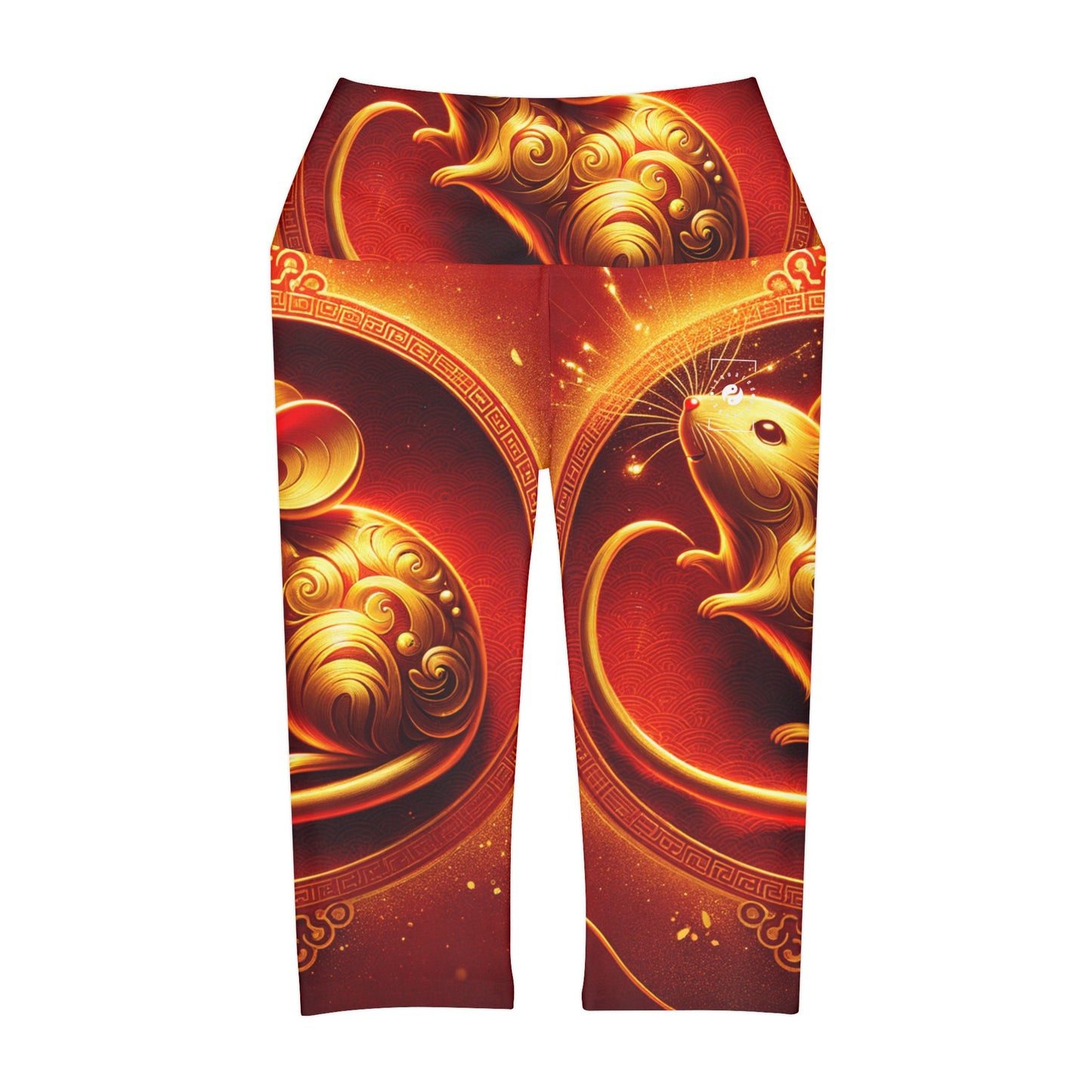 "Émissaire d'or : hommage du Nouvel An lunaire" - Leggings Capri taille haute