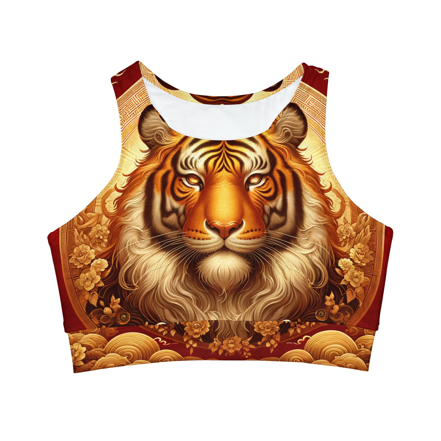 "Golden Majesty: Ascension of the Lunar Tiger" - High Neck Crop Top