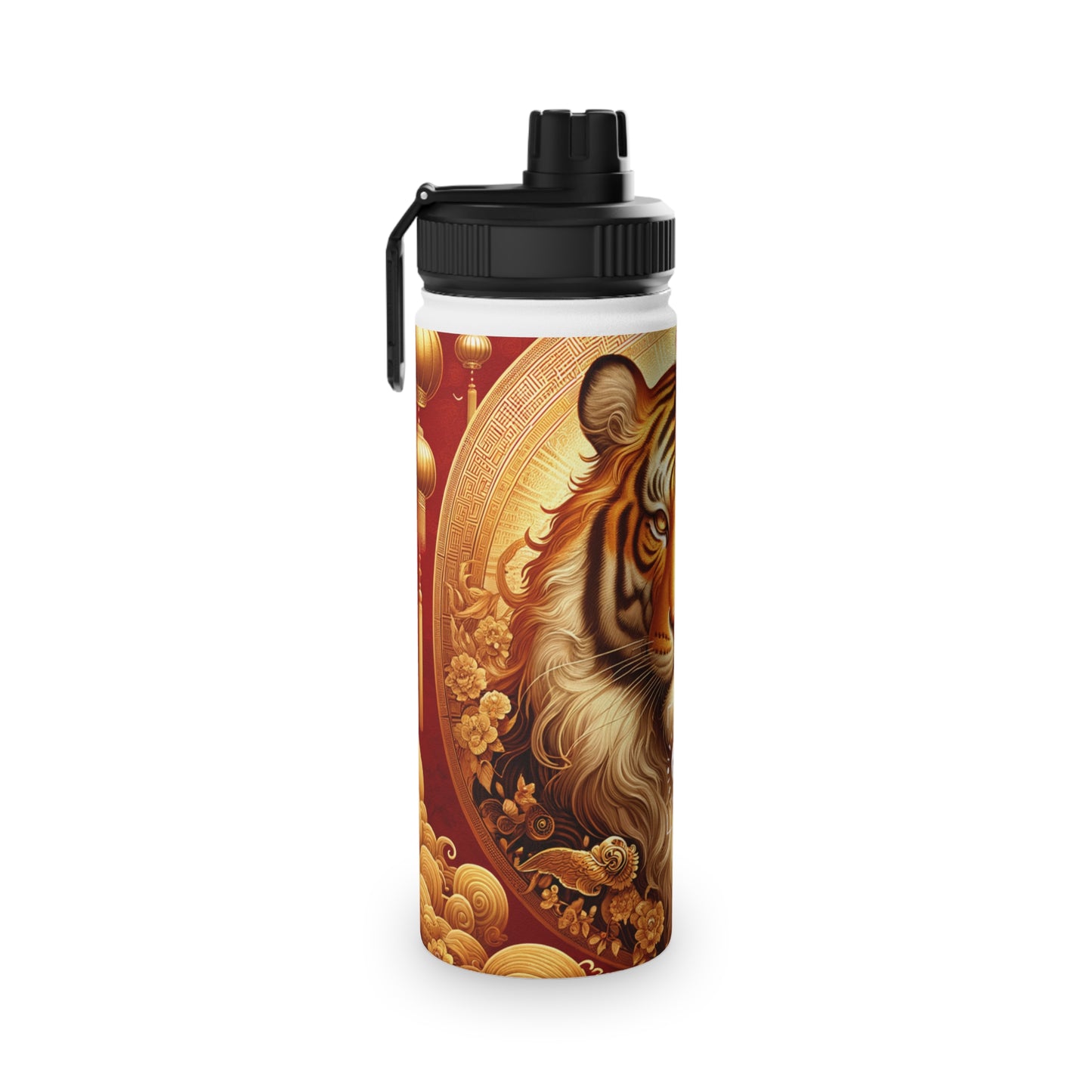 "Golden Majesty: Ascension of the Lunar Tiger" - Sports Water Bottle