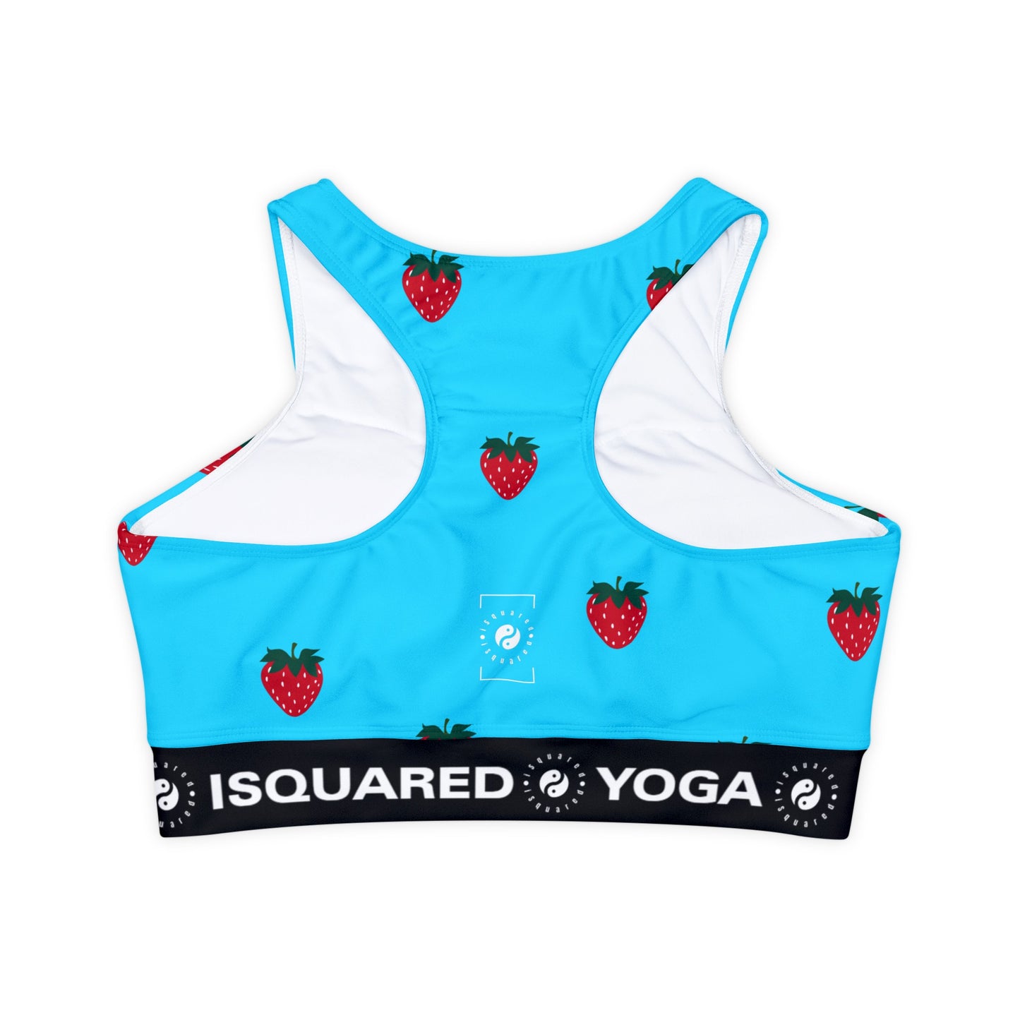 #22DEFF Light Blue + Strawberry - Lined & Padded Sports Bra