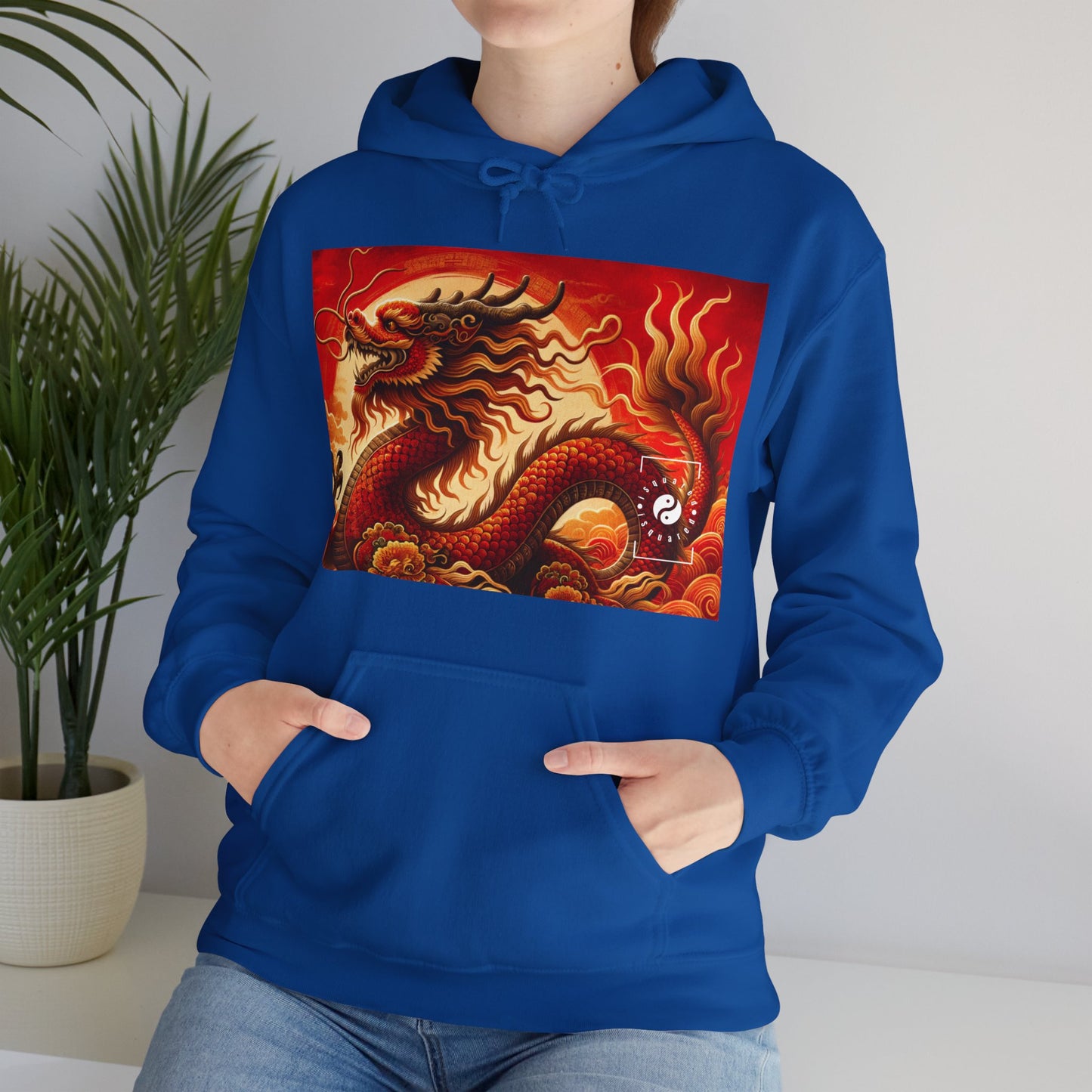 "Golden Dragon Dance in the Crimson Twilight" - Hoodie