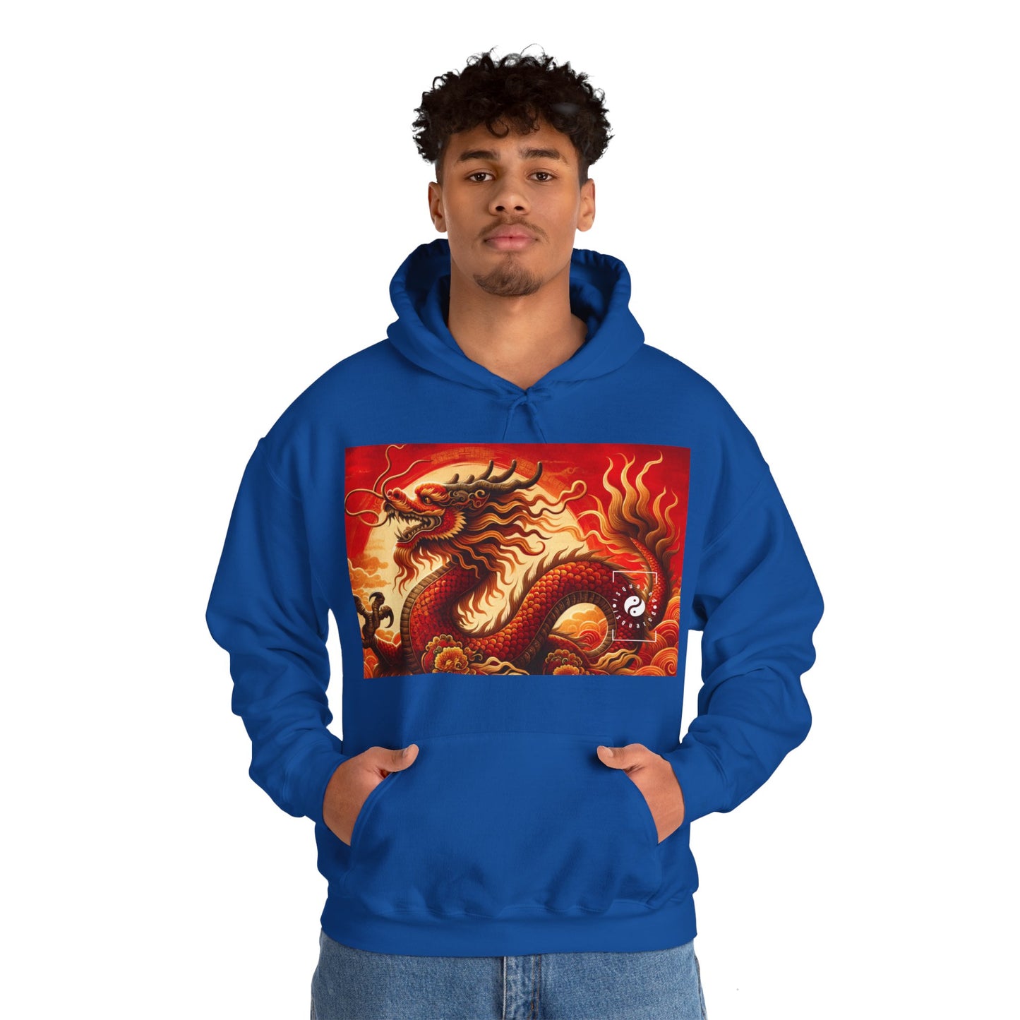 "Golden Dragon Dance in the Crimson Twilight" - Hoodie