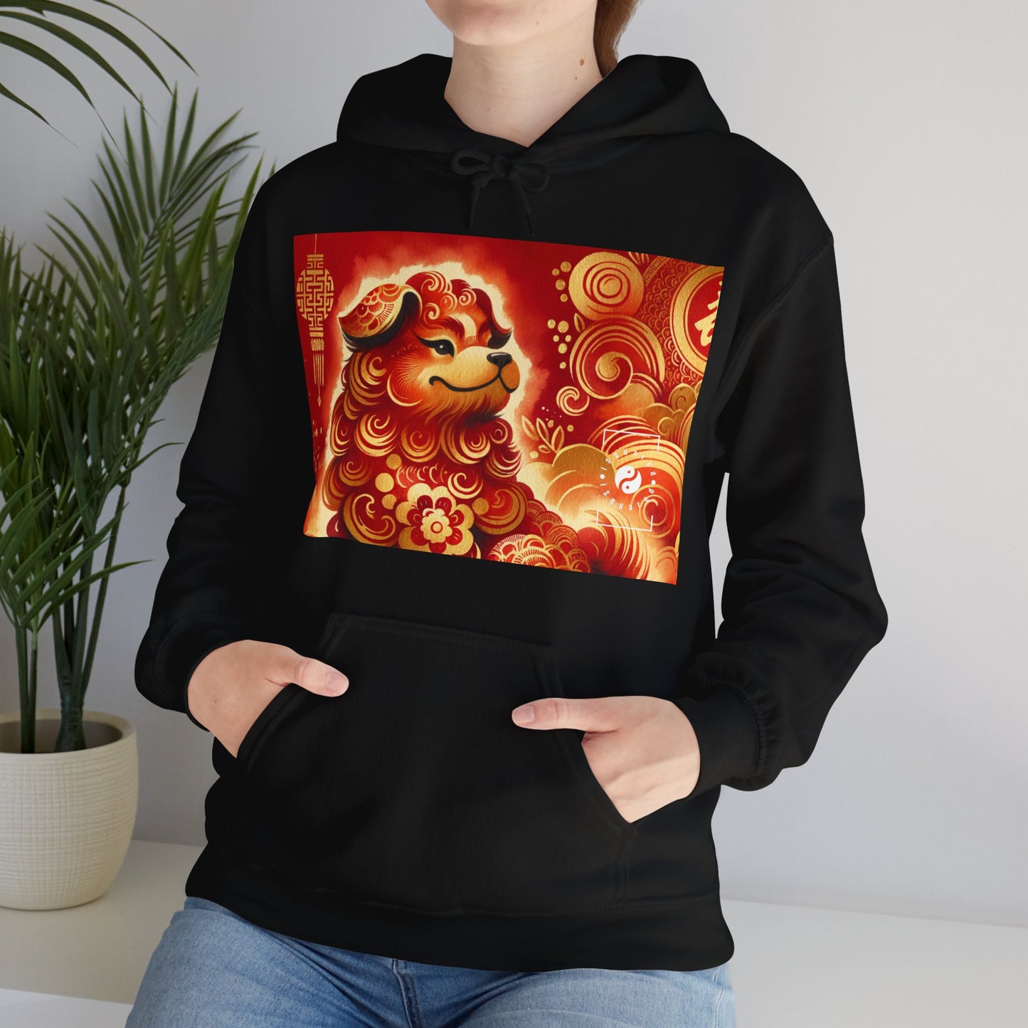 "Golden Canine Emissary on Crimson Tide: A Chinese New Year Odyssey" - Hoodie