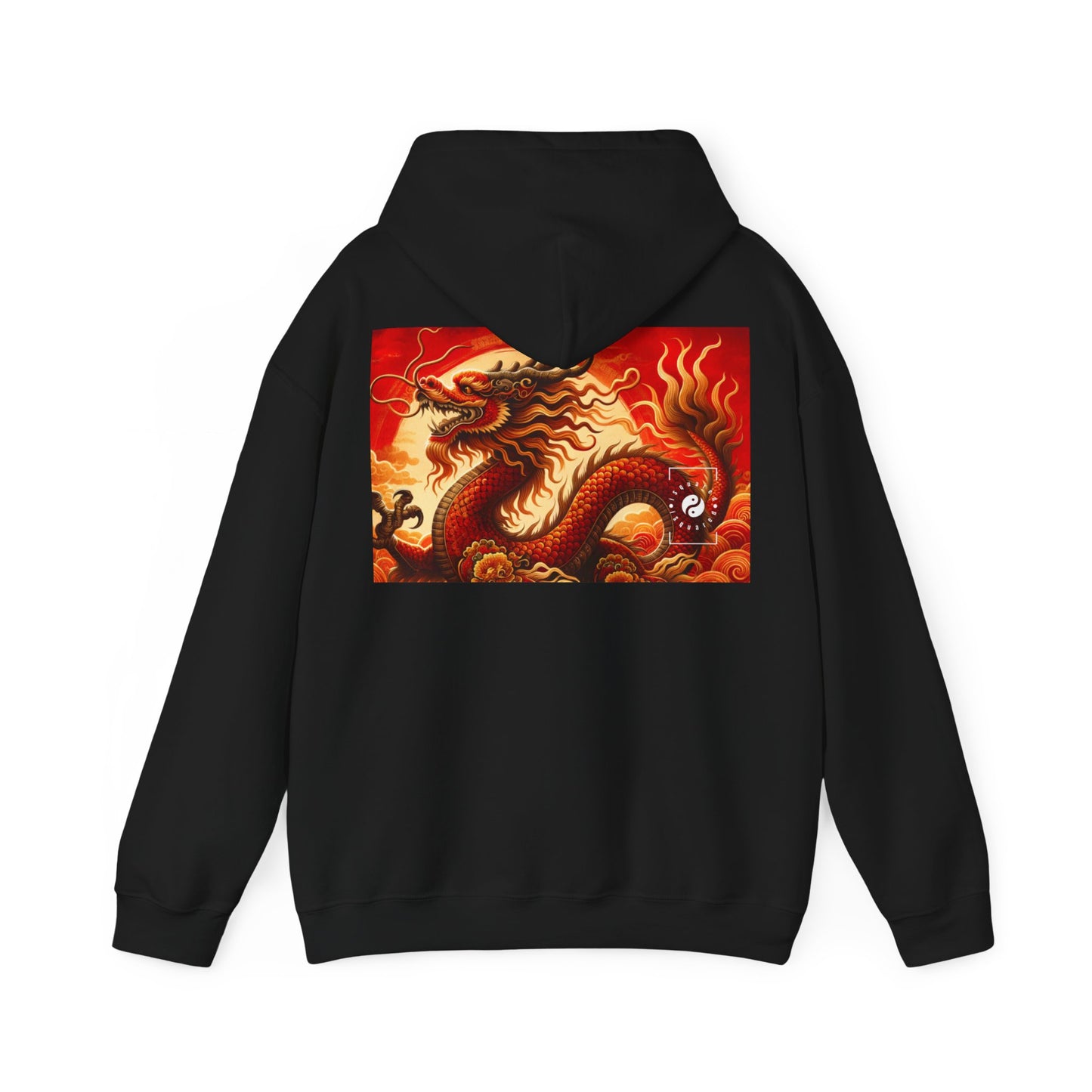 "Golden Dragon Dance in the Crimson Twilight" - Hoodie