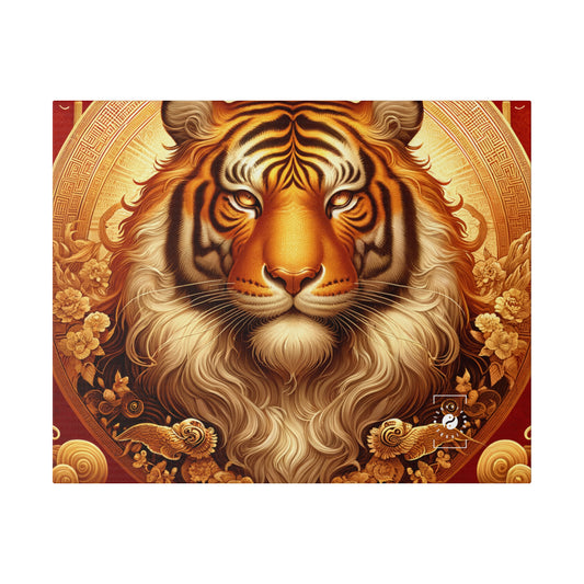 « Majesté dorée : Ascension du tigre lunaire » - impression sur toile