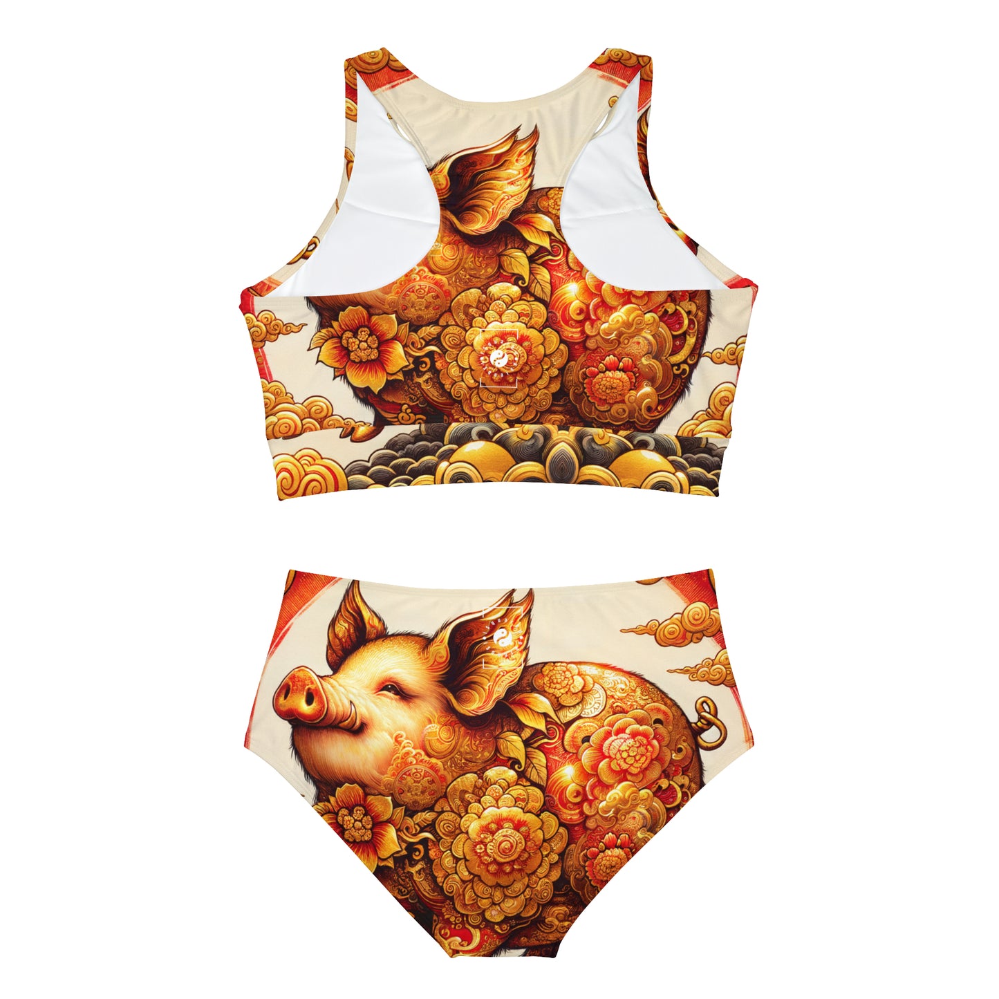 "Golden Prosperity: The Divine Boar Celebration" - Hot Yoga Bikini Set