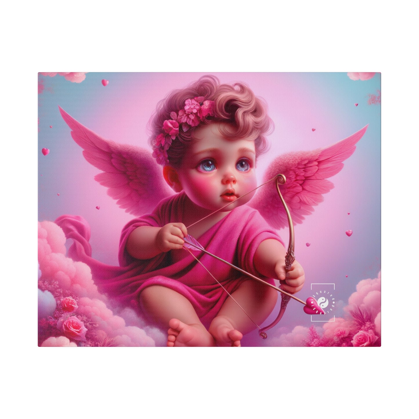 "Bold Blush: A Cupid's Love Affair" - Art Print Canvas