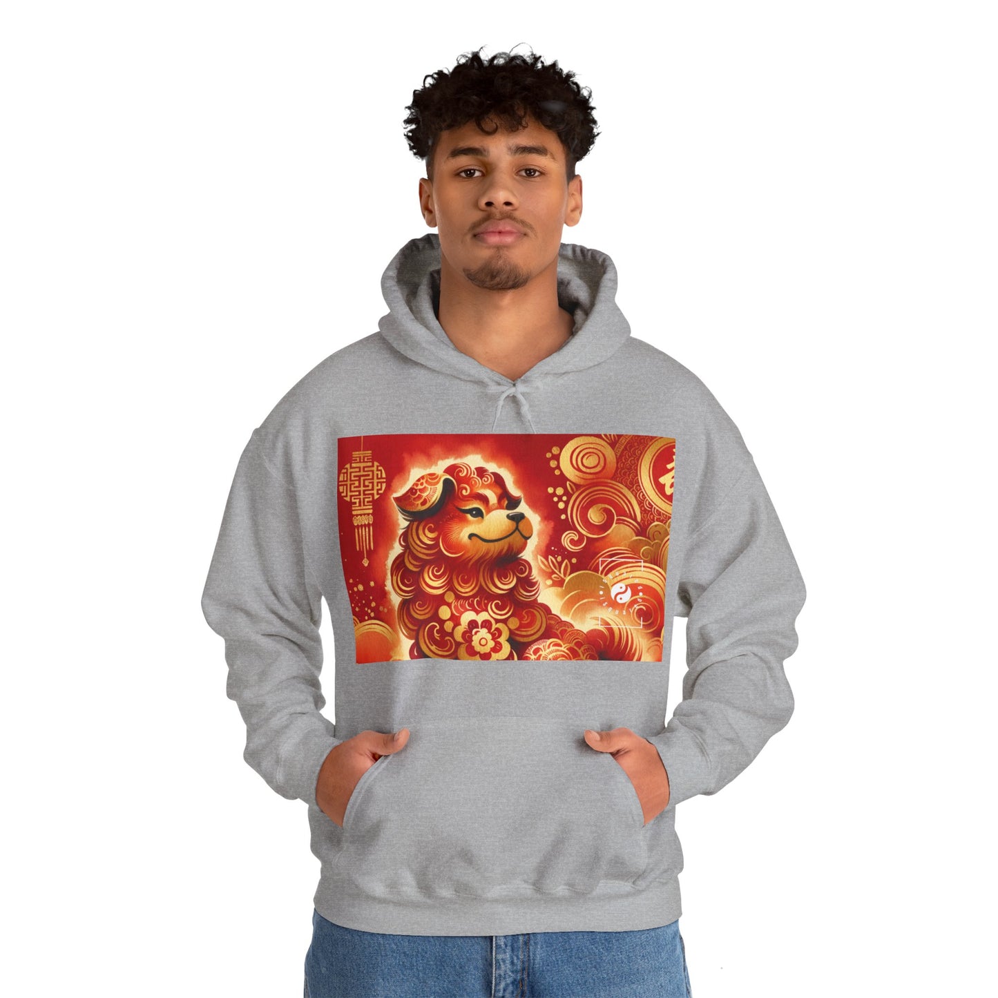 "Golden Canine Emissary on Crimson Tide: A Chinese New Year Odyssey" - Hoodie