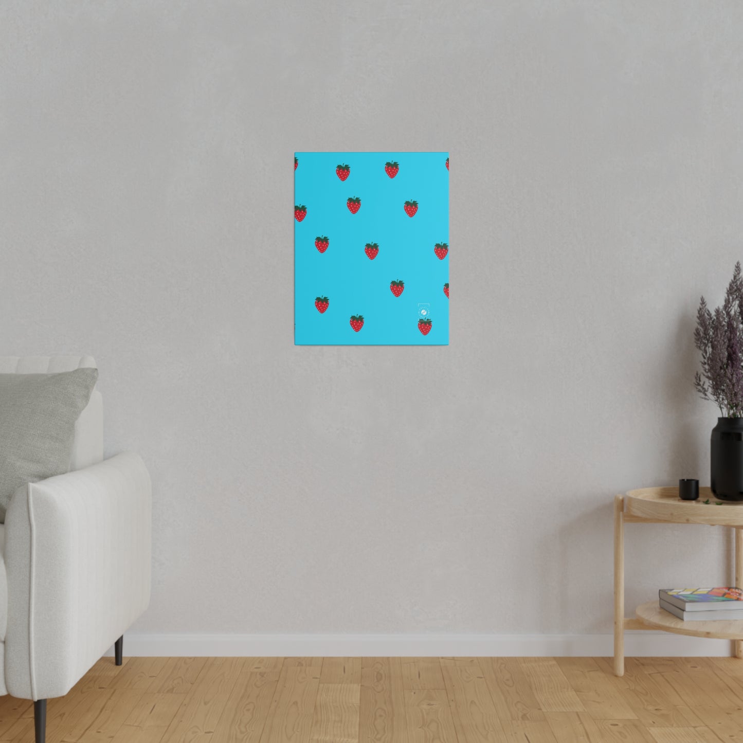 #22DEFF Light Blue + Strawberry - Art Print Canvas