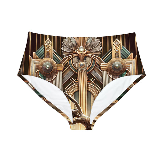 "Deco Serenity: A Fusion of Opulence and Zen" - High Waisted Bikini Bottom