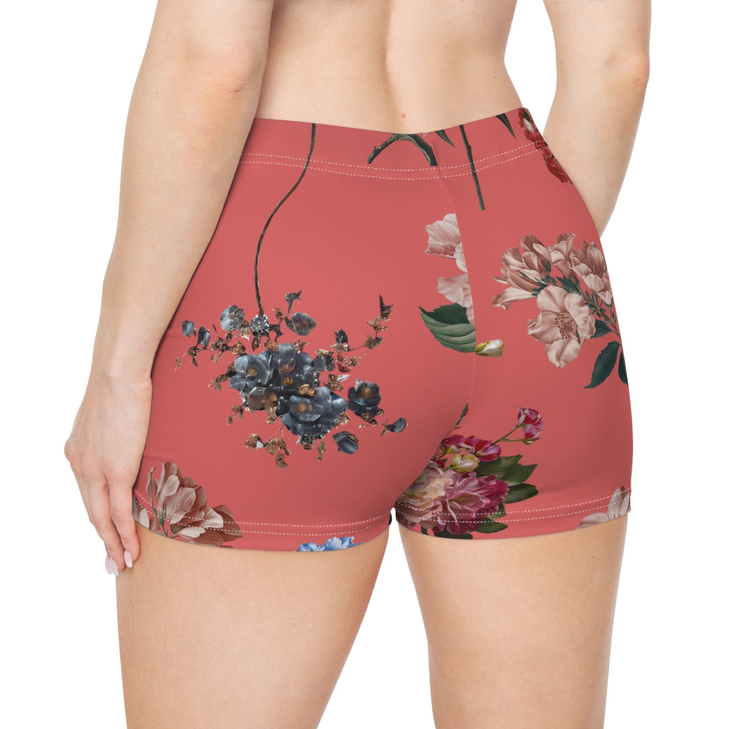 Botanicals on Coral - Mini Hot Yoga Short