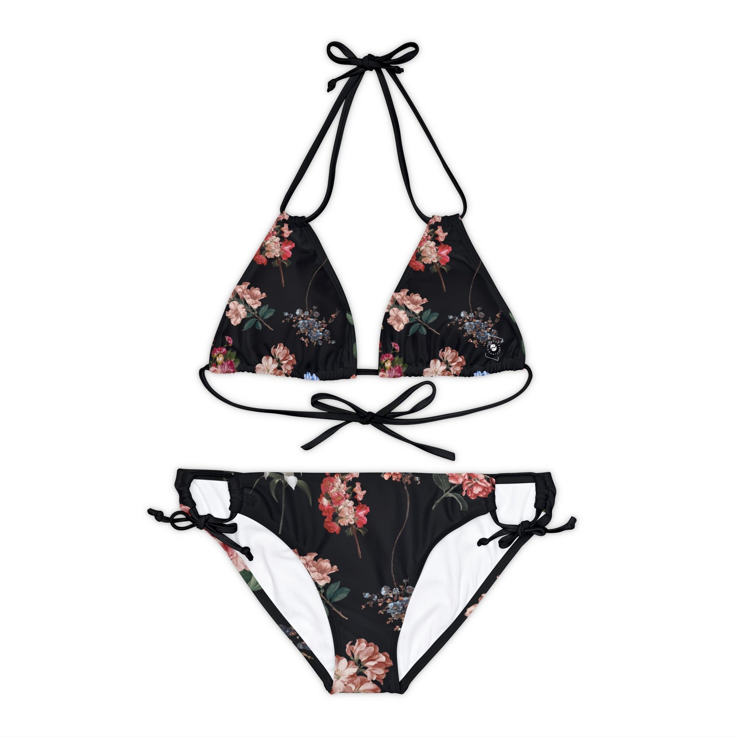 Botanicals on Black - Lace-up Bikini Set