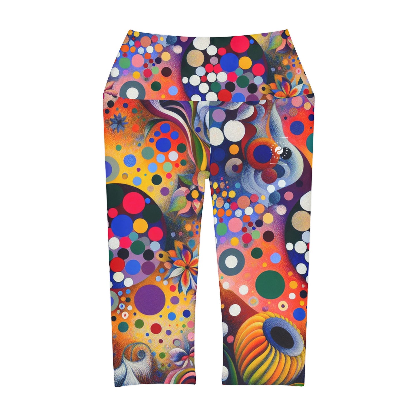 "Polka Petals in Yogic Surrealism: An Artistic Salute to Kusama and Kahlo" - High Waisted Capri Leggings