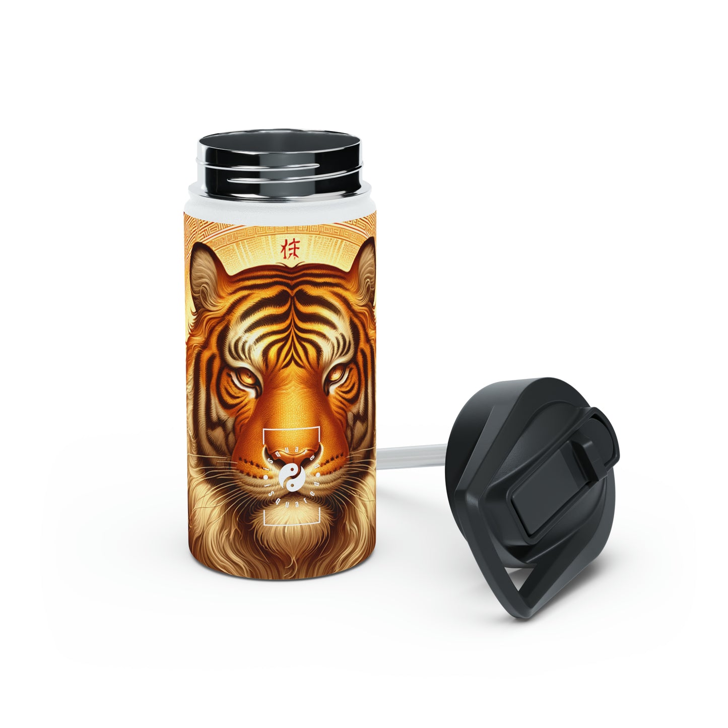 "Golden Majesty: Ascension of the Lunar Tiger" - Water Bottle