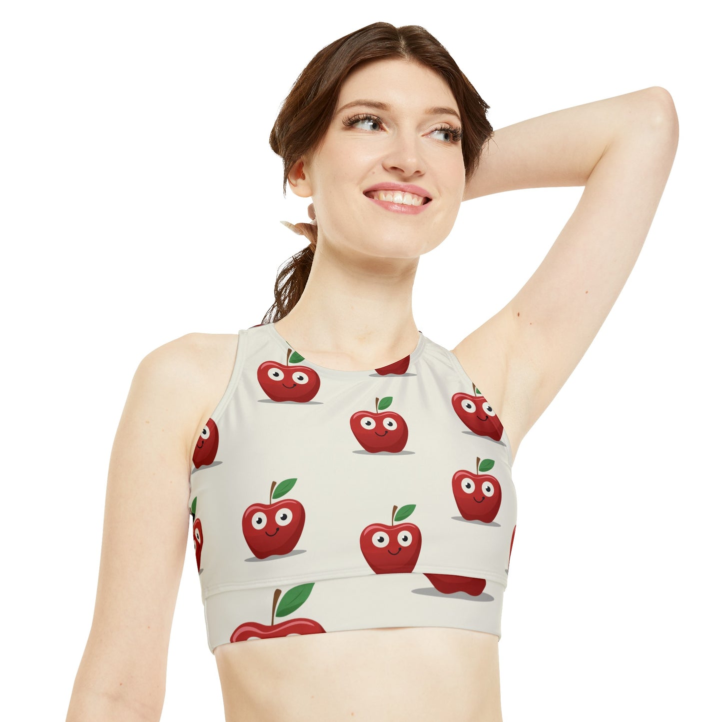 #E9E7DA Ivory + Apple - High Neck Crop Top