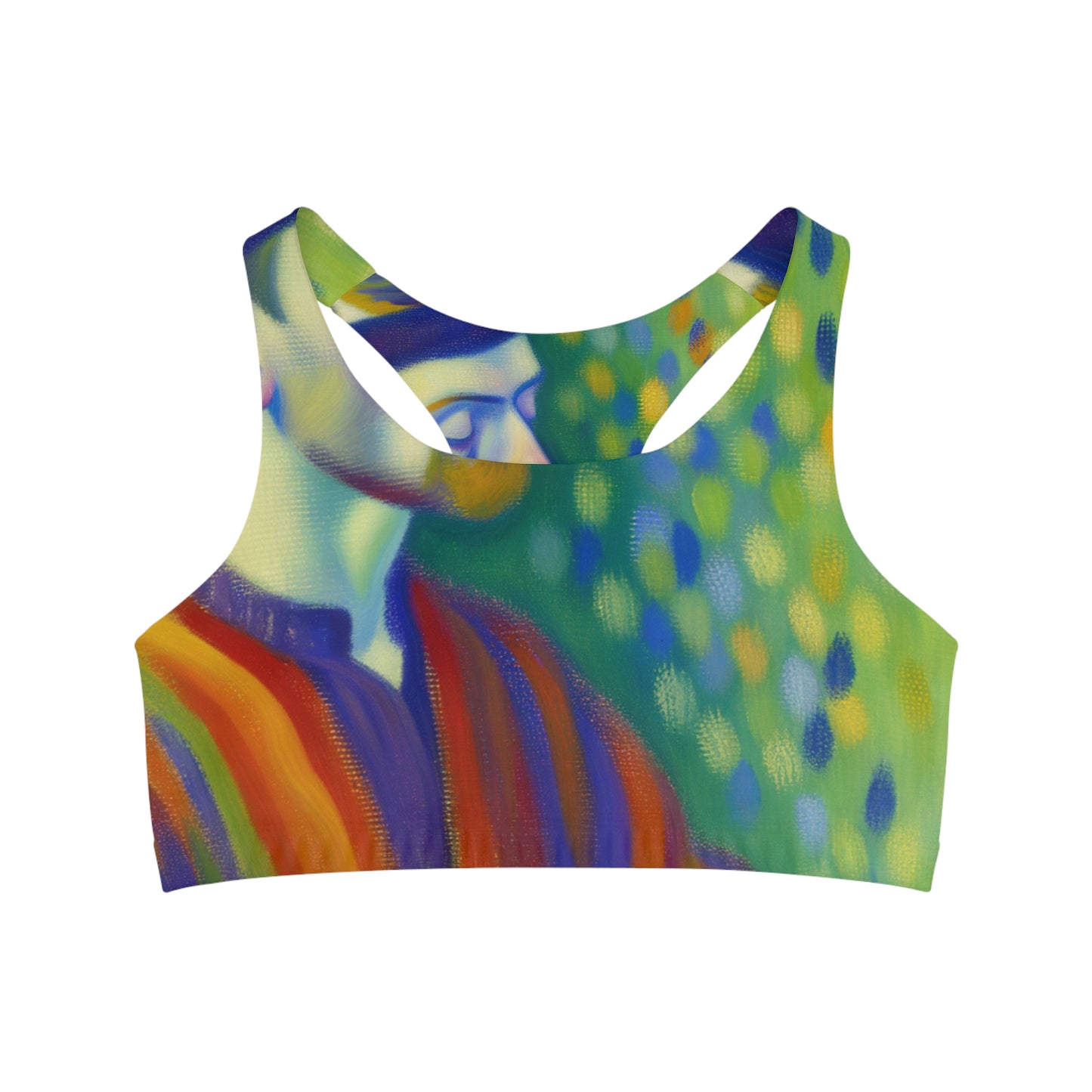 "Serene Resilience: A Frida's Solitude in hues" - Seamless Sports Bra