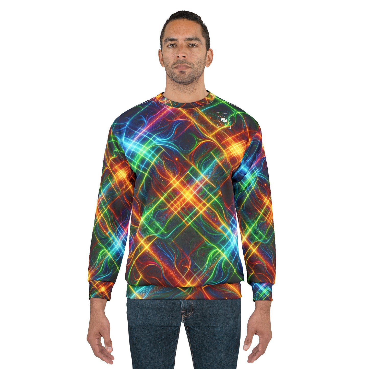"Neon Plaid Luminosity Matrix" - Unisex Sweatshirt