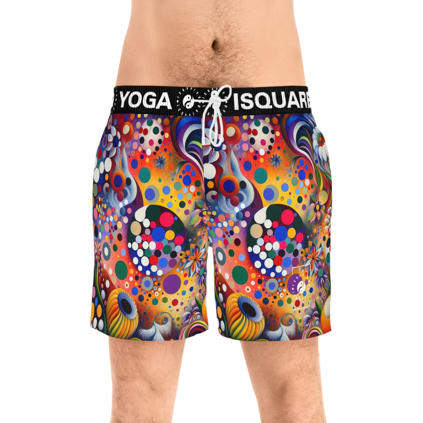 "Polka Petals in Yogic Surrealism: An Artistic Salute to Kusama and Kahlo" - Swim Shorts (Mid-Length) for Men