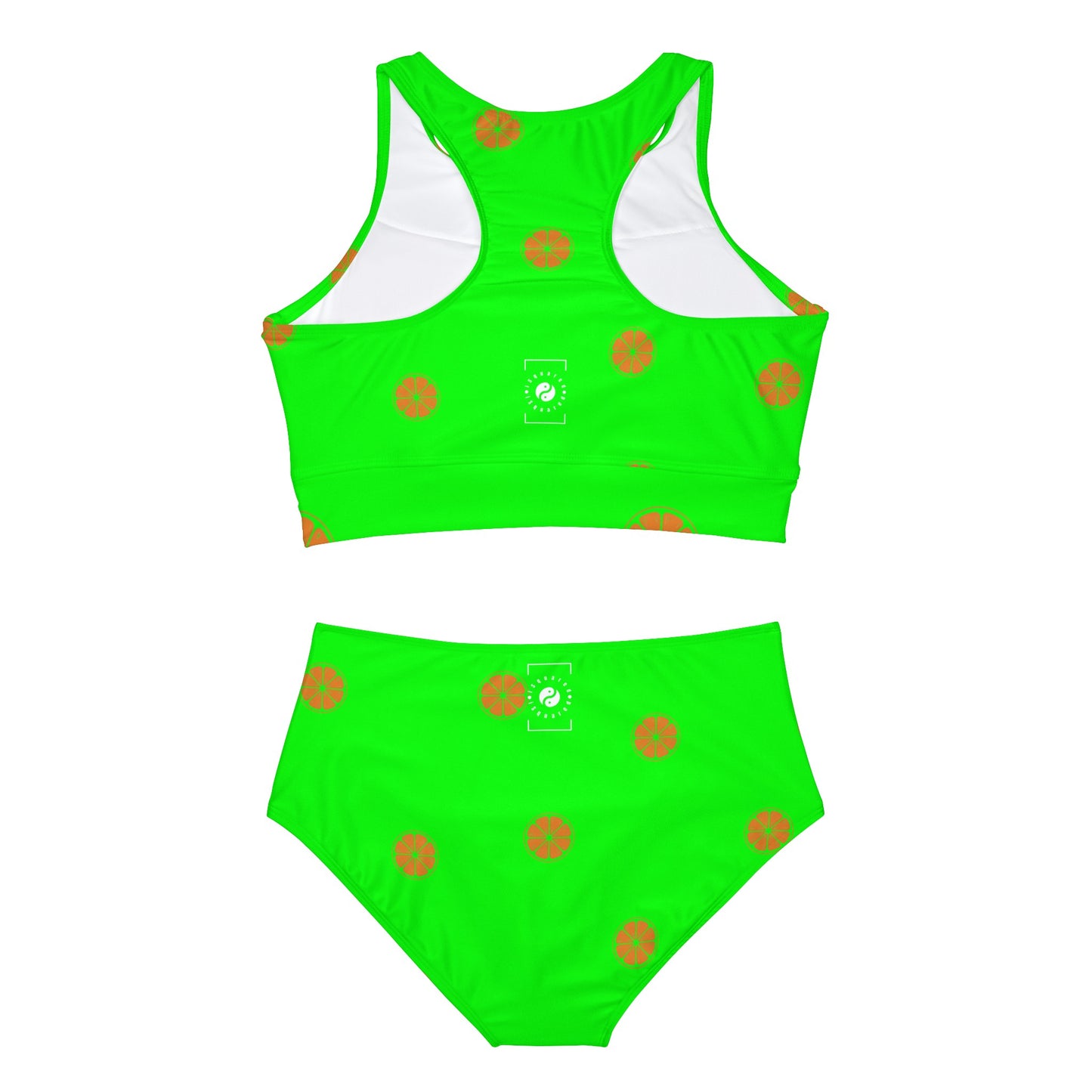 #05FD00 Lime Green + Mandarin - Hot Yoga Bikini Set