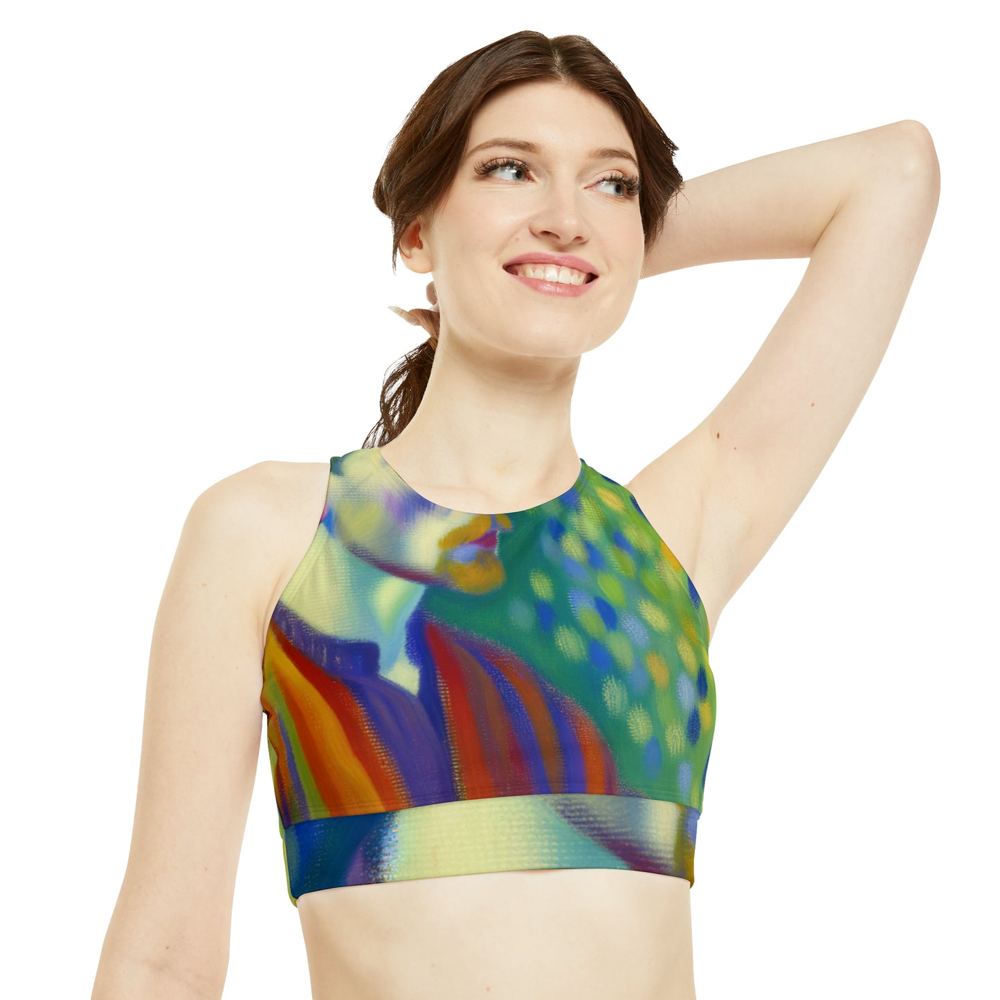 "Serene Resilience: A Frida's Solitude in hues" - High Neck Crop Top