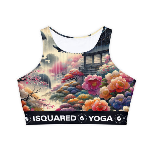 "Rain-drenched Sakura Spectrum" - Lined & Padded Sports Bra