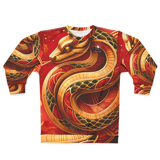 "Crimson Serenity: The Golden Snake" - Unisex Sweatshirt