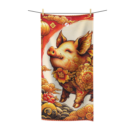 "Golden Prosperity: The Divine Boar Celebration" - All Purpose Yoga Towel