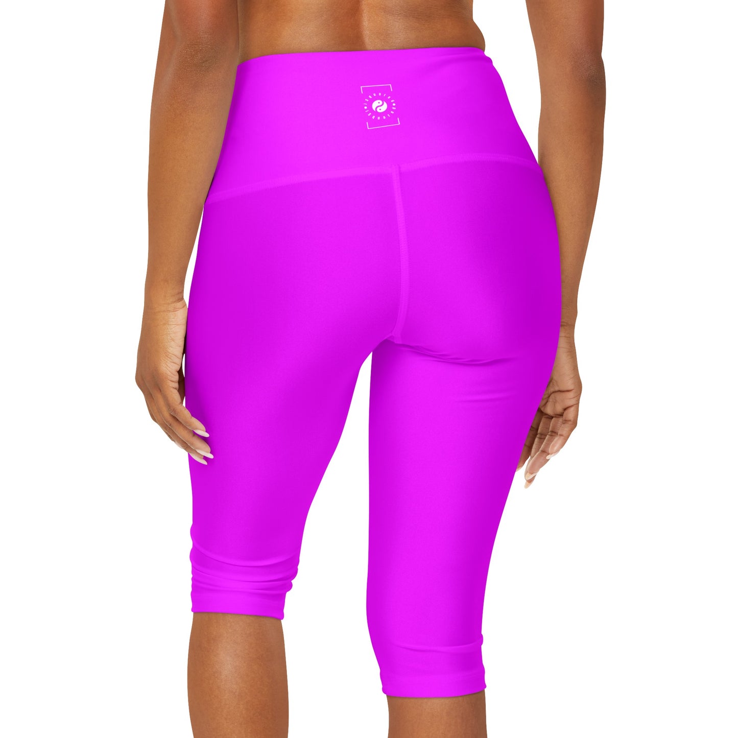 #f000ff Neon Purple - High Waisted Capri Leggings