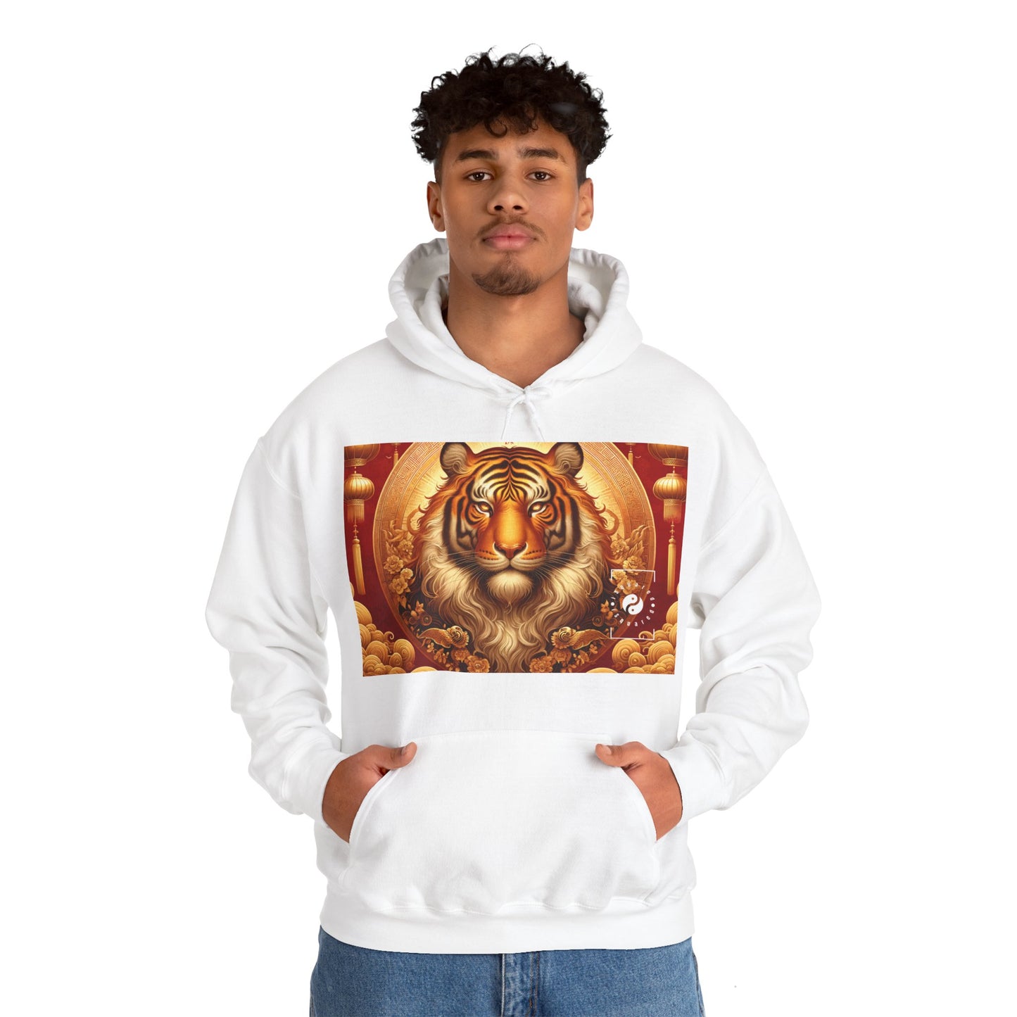 "Majesté dorée : Ascension du Tigre Lunaire" - Sweat à capuche 