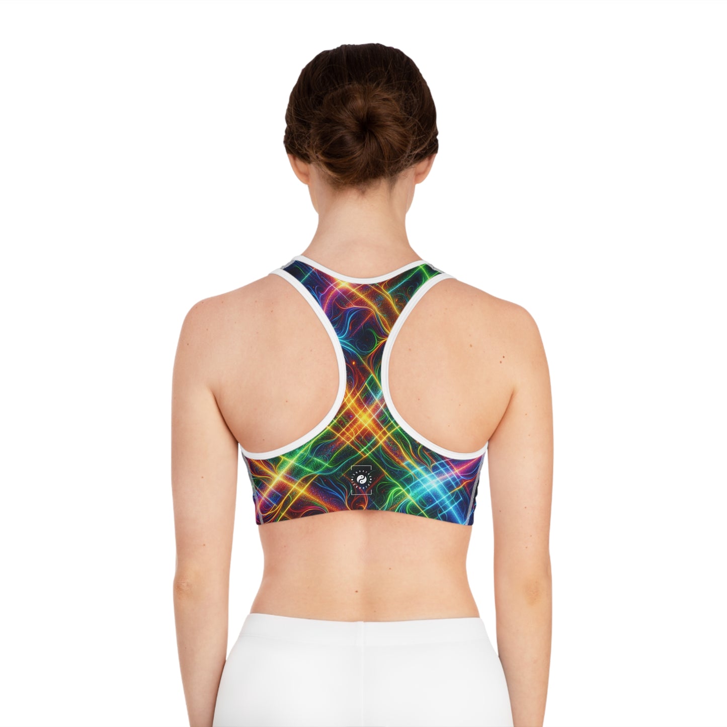 "Neon Plaid Luminosity Matrix" - High Performance Sports Bra