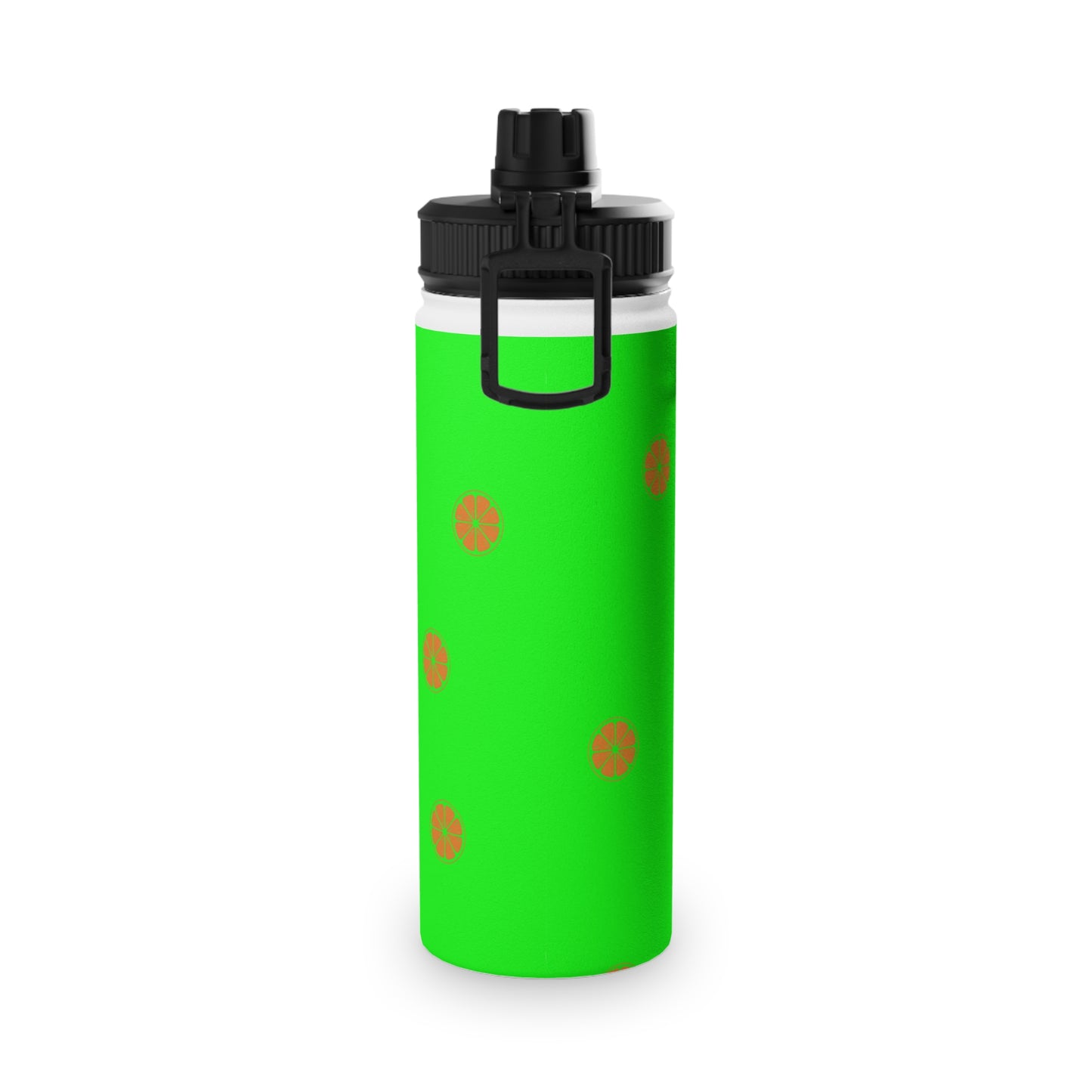 #05FD00 Lime Green + Mandarin - Sports Water Bottle