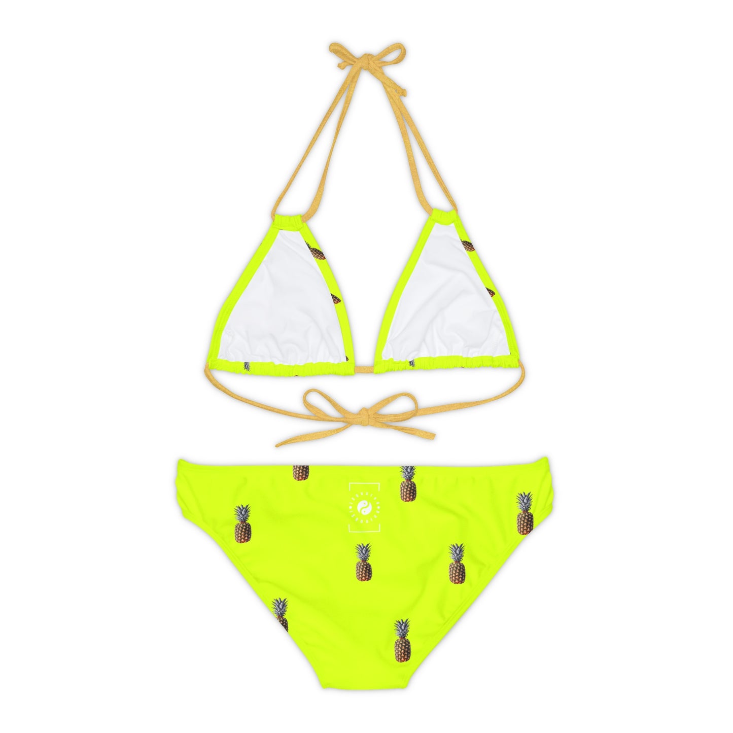 #D7FF11 Sharp Yellow + Pineapple - Ensemble bikini à lacets