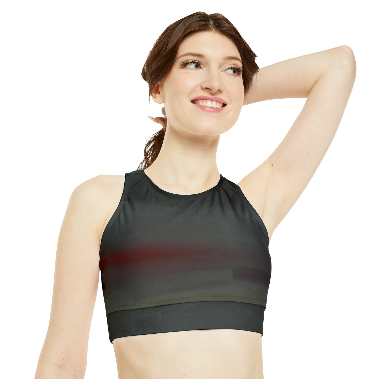 "Shadowed Harmony" - High Neck Crop Top