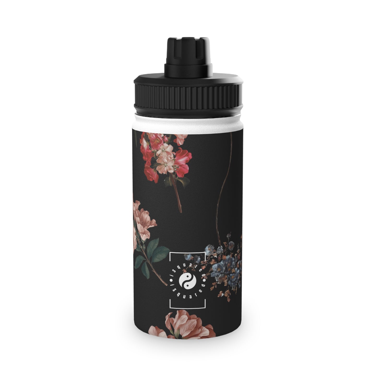 Botanicals on Black - Sports Water Bottle