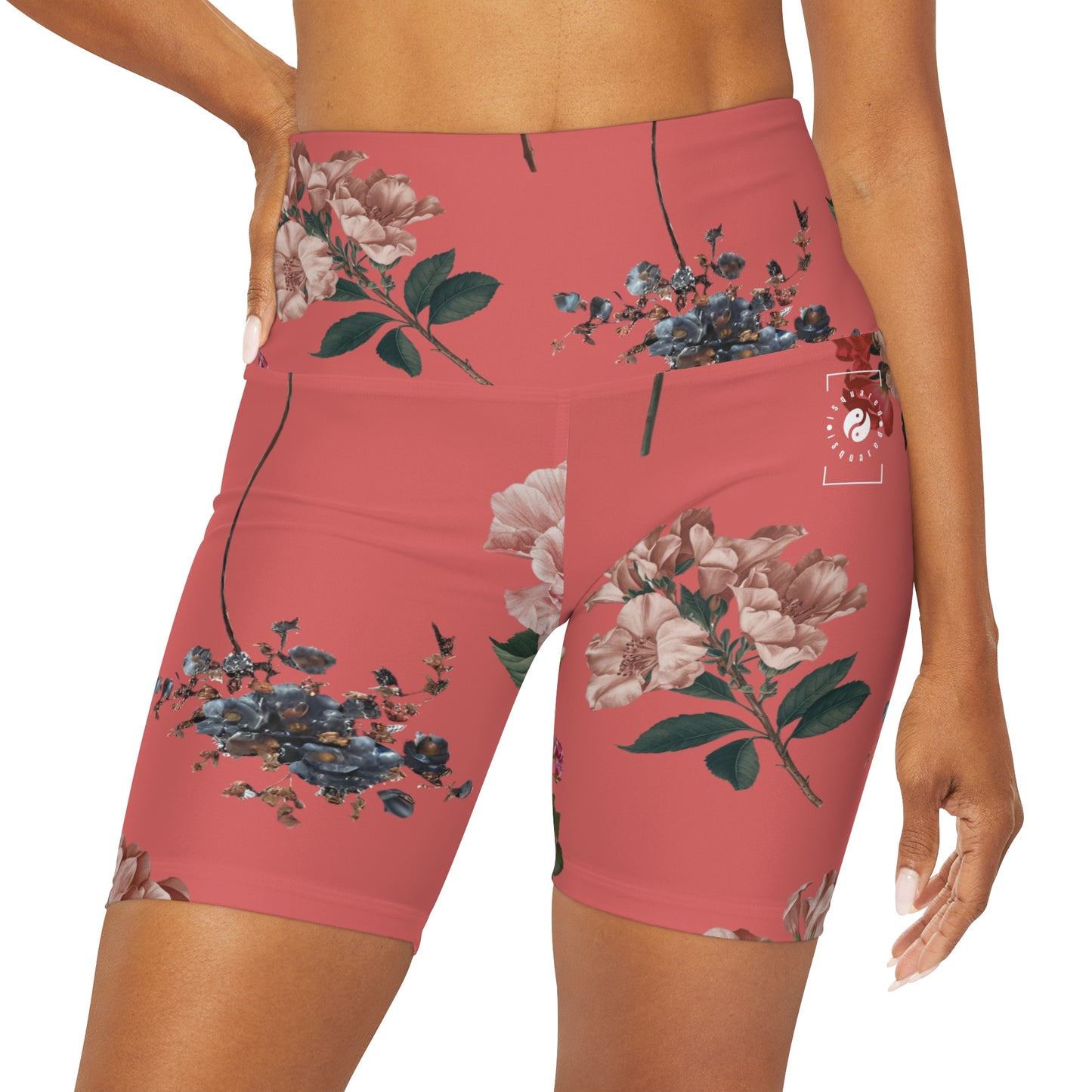 Botanicals on Coral - shorts