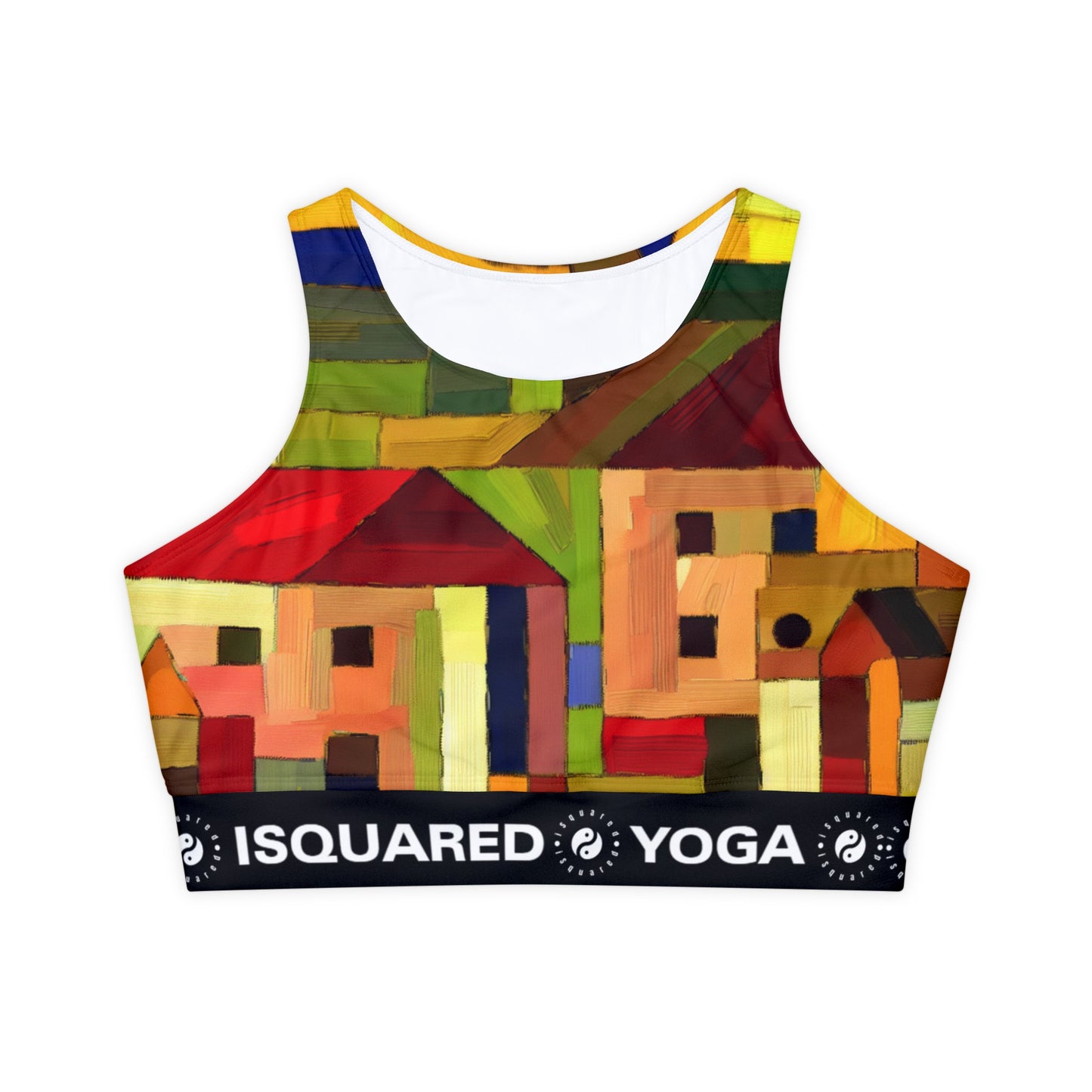 "Earthen Adobes in Hues of Hundertwasser" - Lined & Padded Sports Bra