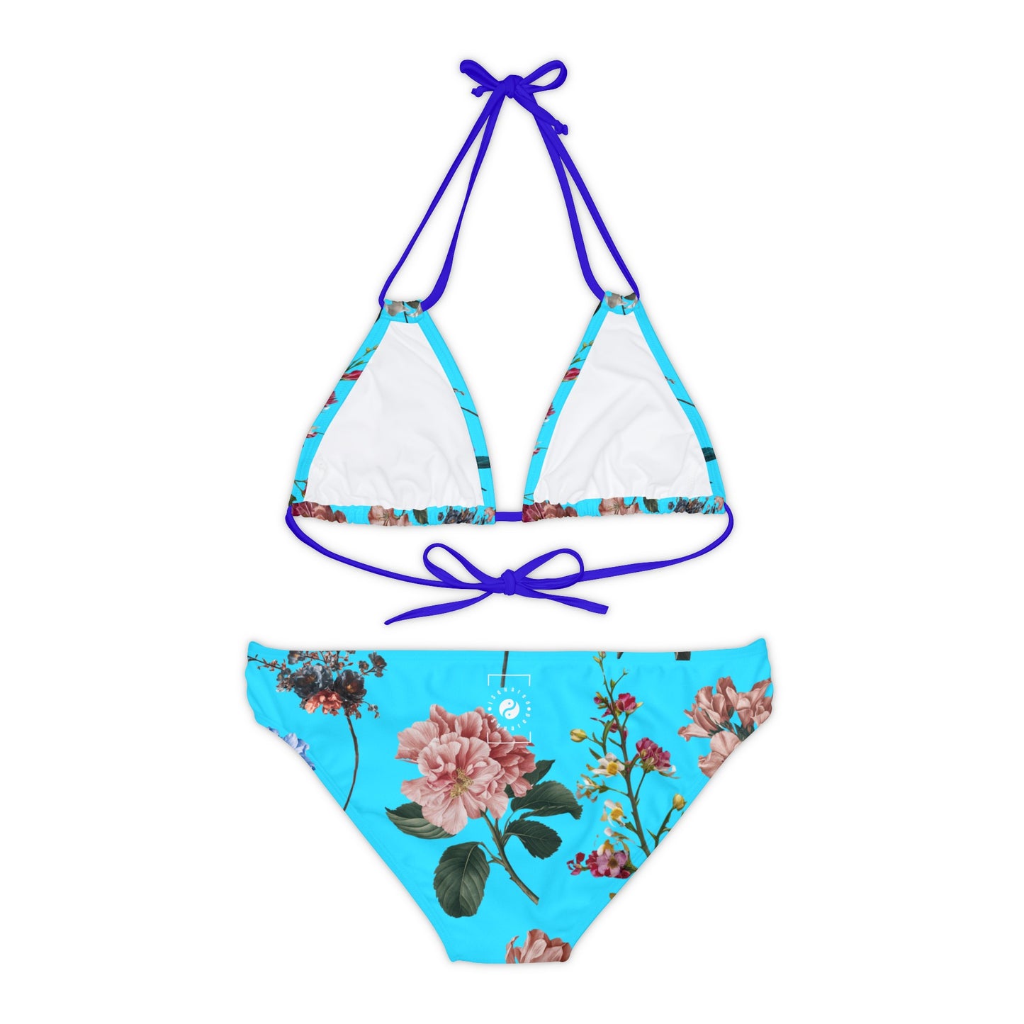 Botanicals on Azure - Lace-up Bikini Set