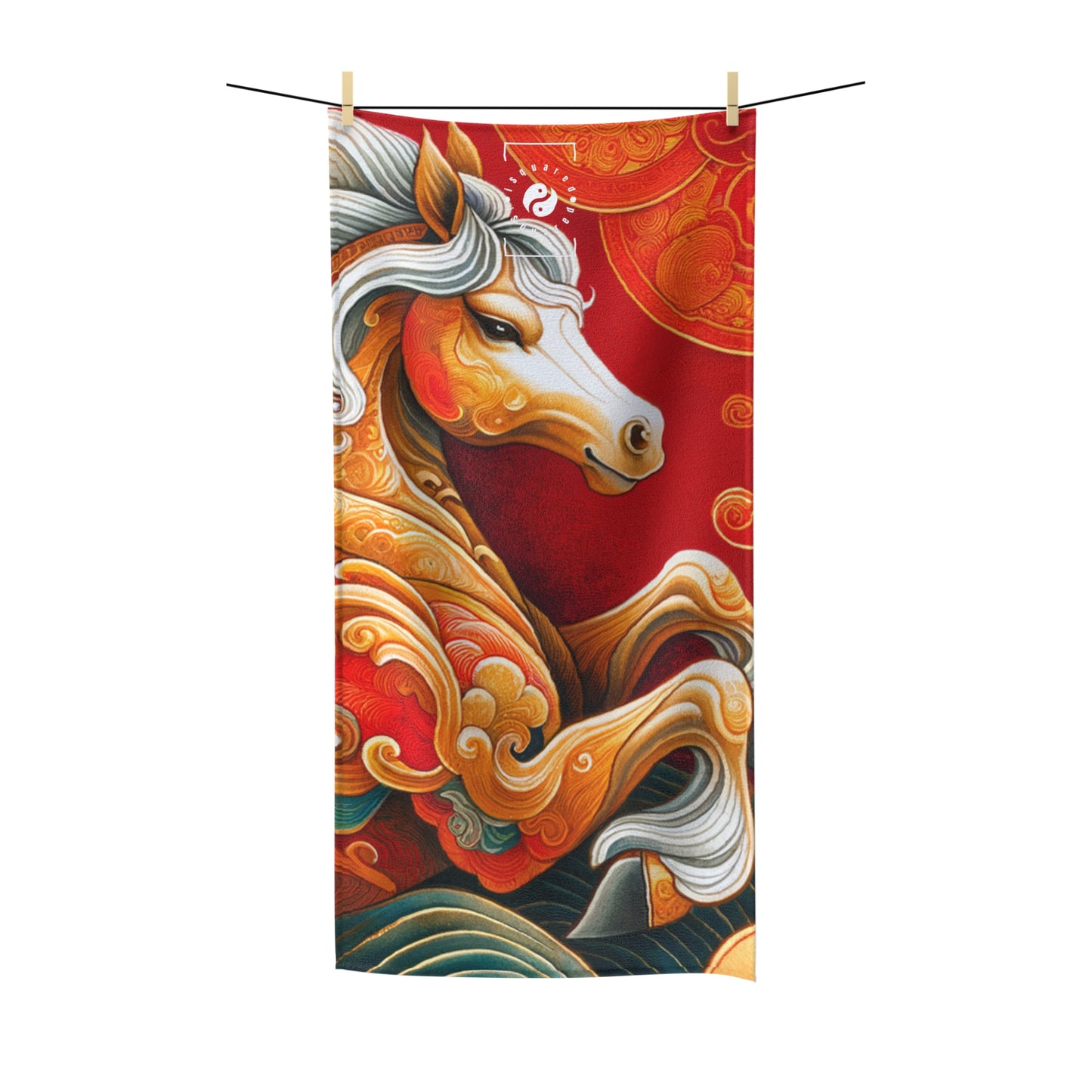 "Gold Gallop on Vermilion Vista: A Lunar New Year’s Ode" - All Purpose Yoga Towel