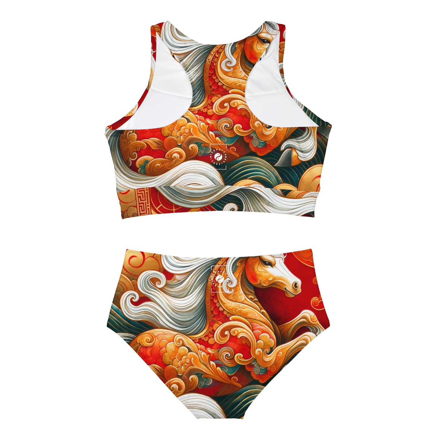 "Gold Gallop on Vermilion Vista: A Lunar New Year’s Ode" - Hot Yoga Bikini Set