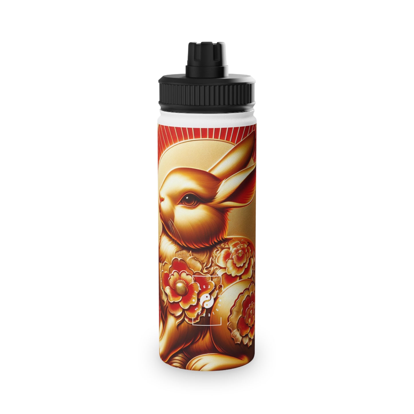 "Golden Blessings: Lunar Rabbit's Resplendence" - Sports Water Bottle