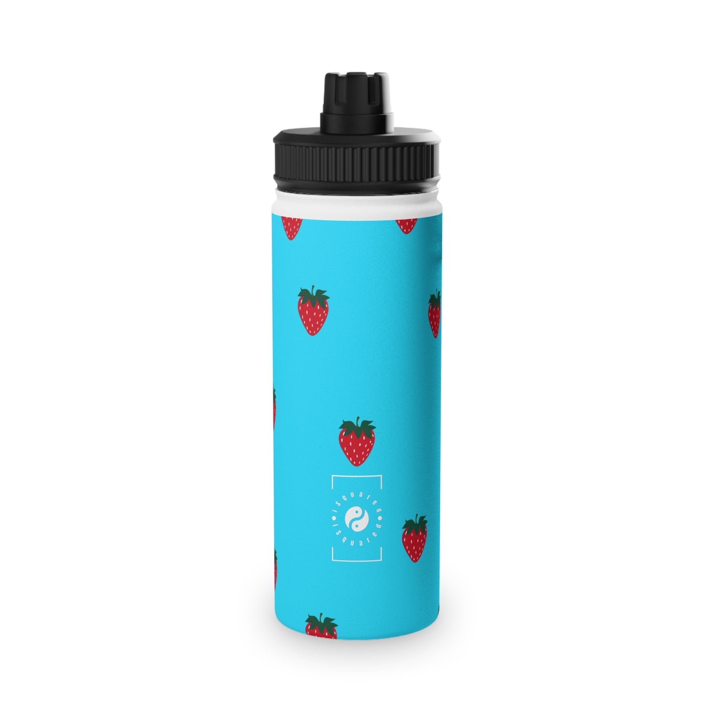 #22DEFF Light Blue + Strawberry - Sports Water Bottle