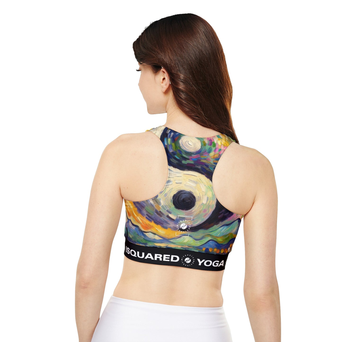 "Spectral Duality: An Impressionist Balance" - Lined & Padded Sports Bra