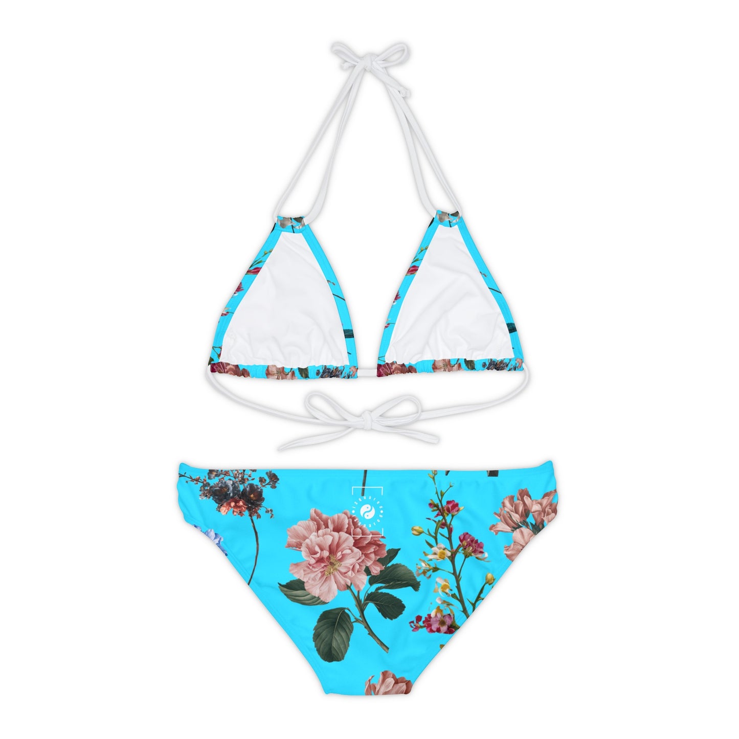 Botanicals on Azure - Lace-up Bikini Set