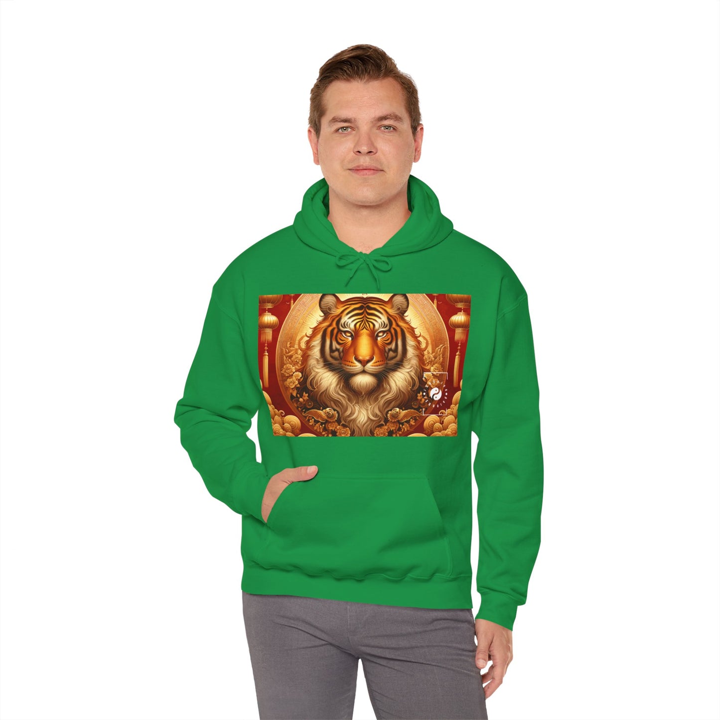 "Majesté dorée : Ascension du Tigre Lunaire" - Sweat à capuche 