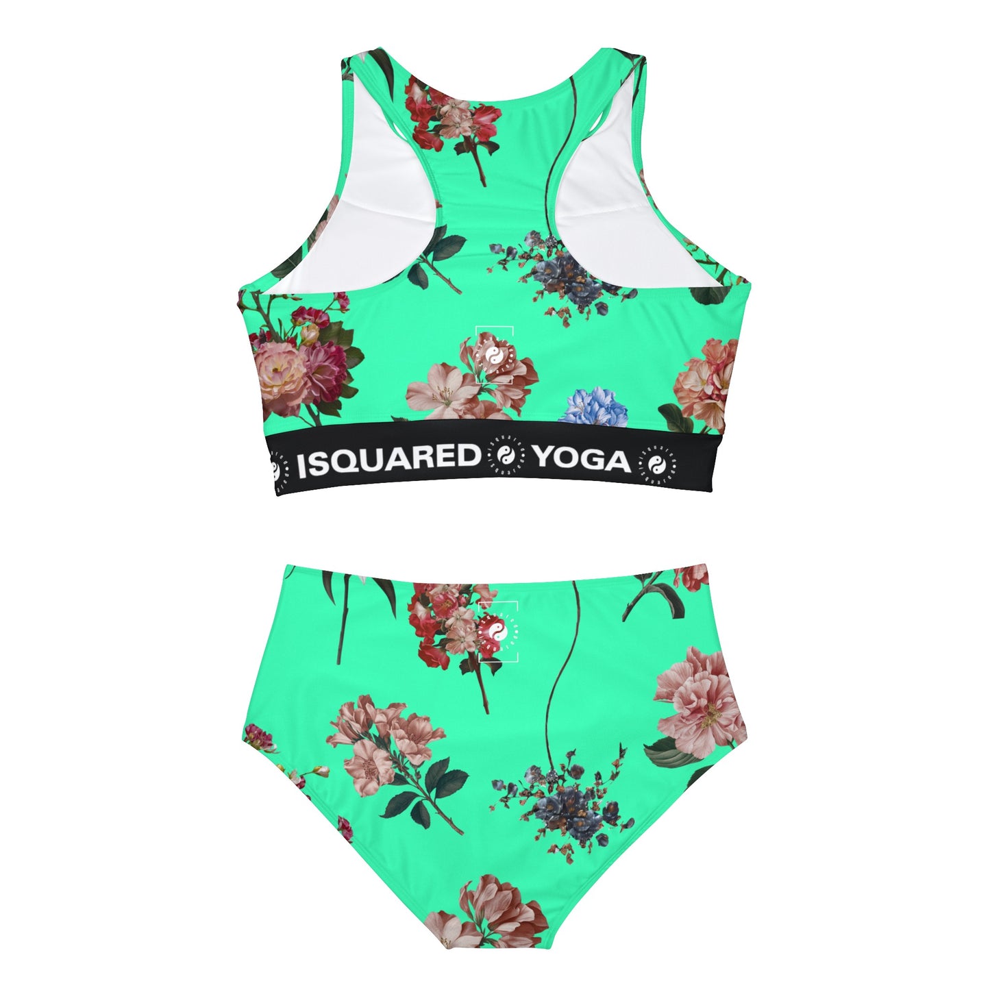 Botaniques sur Turquoise - Ensemble de bikini de yoga chaud