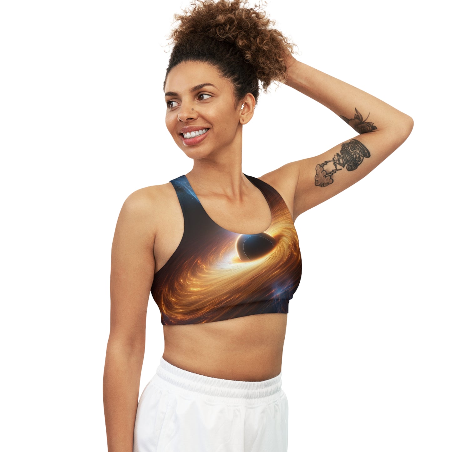 "Discs of Illumination: Black Hole Reverie" - Seamless Sports Bra